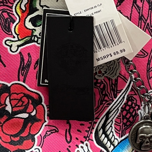 Ed Hardy Pink Tote with Skull and Tiger Design NWT MSRP 69.99 - Picture 5 of 12